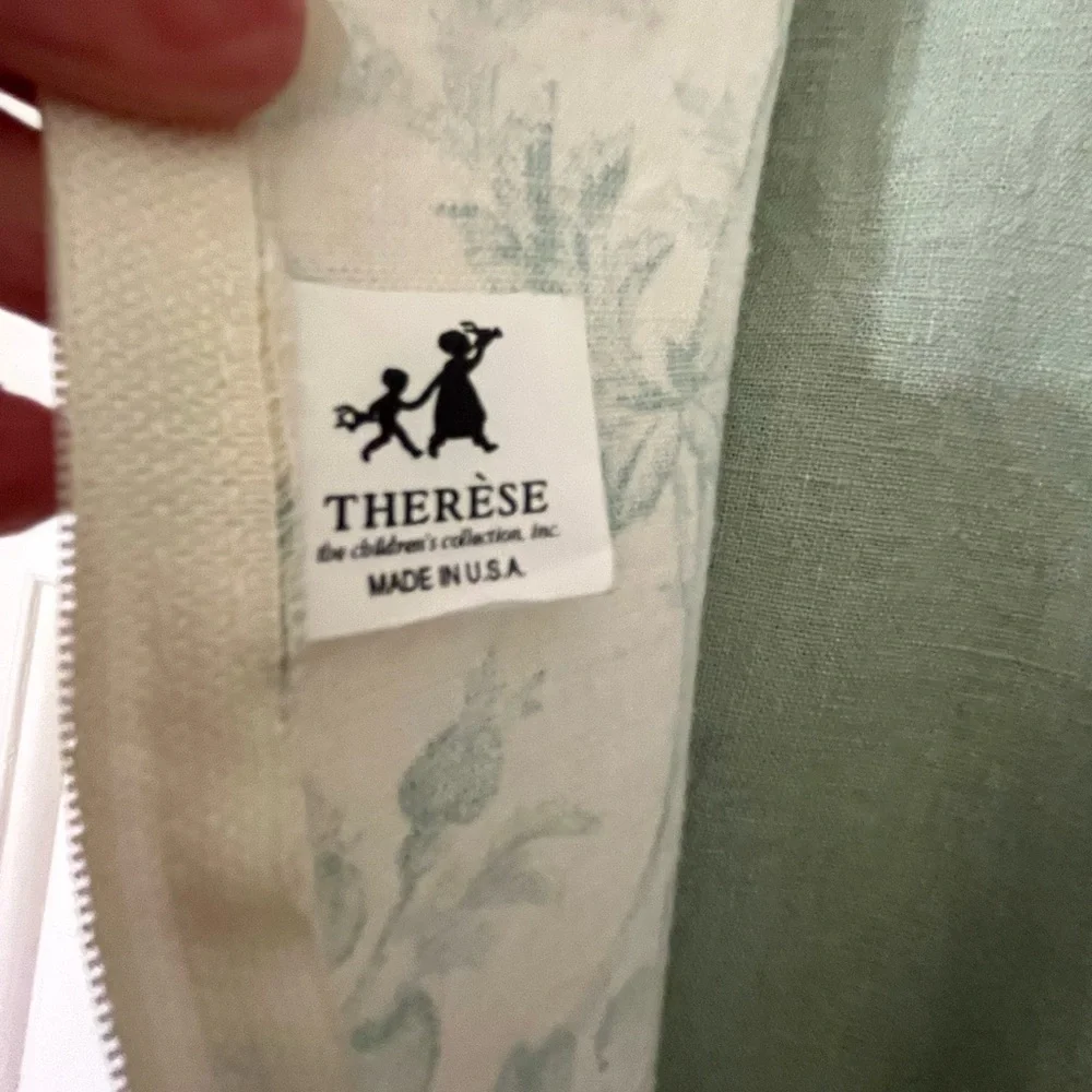 Therese Floral Green and Cream Linen Jumper& Top Girls size 8
